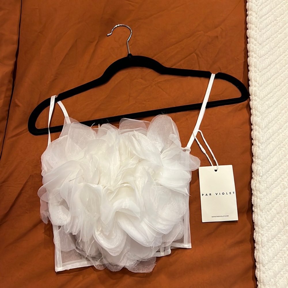 NWT Par Violet XS Floral Tribute Bustier White